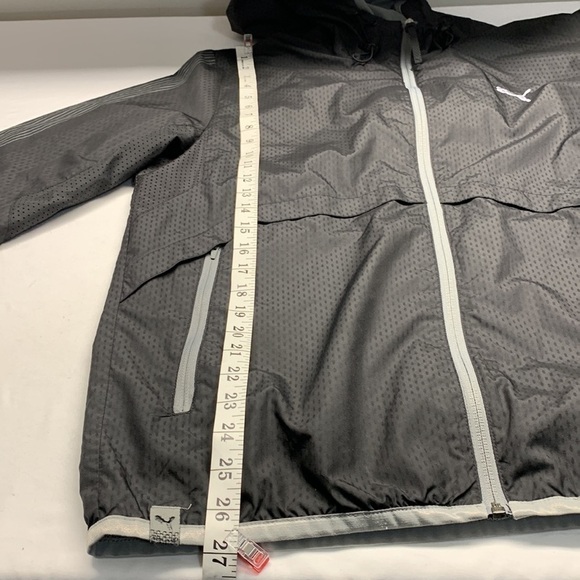 Puma Sport Life Style Wind Breaker Jacket Elasticized Waist Black Size Medium - Picture 15 of 15
